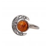 KL Amber Sterling Celtic Knot Ring Sz 6.5