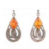 Amber Sterling Dangle Earrings