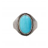 OJ78 Navajo Turquoise Sterling Ring Sz 7.75