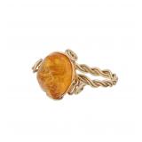 Wire Wrapped Amber Ring Sz 4.75