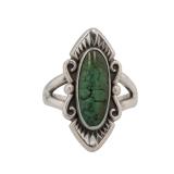 Navajo Green Turquoise Sterling Overlay Ring Sz 7