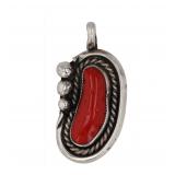 Navajo Coral Sterling Overlay Pendant