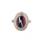 Southwest Multi Stone Sterling Inlay Ring Sz 6.75