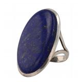 Huge Lapis Sterling Ring Sz 8.75