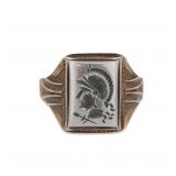 Uncas Silver Co. Sterling Intaglio Ring Sz 9.75