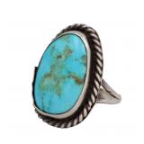 Navajo Turquoise Sterling Overlay Ring Sz 7