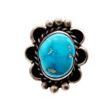 Navajo Sterling Turquoise Lasso Ring Sz 7.7 6.6g