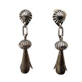 Ellie Yazzie Navajo Sterl Squash Blossom Earrings