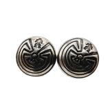 Vintage Hopi Sterling Man In The Maze Earrings 1g