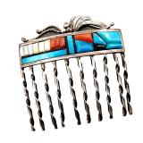 Santo Domingo Sterling Cobblestone Inlay Hair Comb