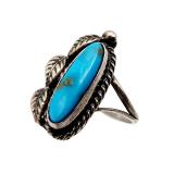 Navajo Sterling Turquoise Feather Ring