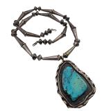 Early Navajo Handmade Sterling Turquoise Necklace