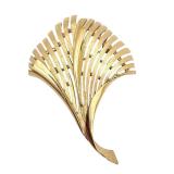 Crown Trifari Twist Leaf Brooch