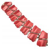 Coral Red Thermoset Wide Bracelet