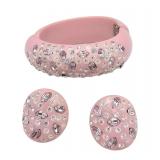 Weiss Light Mauve Celluloid Clamper Bracelet Set