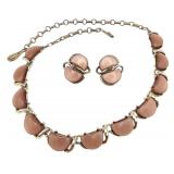 Coro Brown Thermoset Circle Necklace Earrings Set