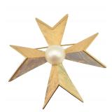 Crown Trifari Pearl Maltese Cross Brooch