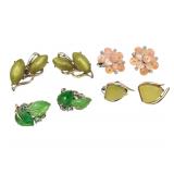 Lisner Lot 4 Green Pink Thermoset/Lucite Earrings