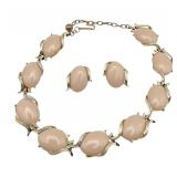 Beige Thermoset/Lucite Necklace Earrings Set