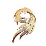 Crown Trifari Swirl Leaf Brooch