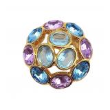 Swarovski Purple Blue Crystal Dome Brooch