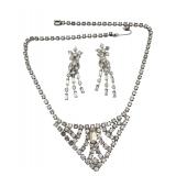 Weiss Baguette Rhinestone Necklace Earrings Set