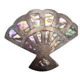 Mexico Abalone Sterling Fan Pendant Brooch 9.6 G