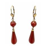 Gold Filled Carnelian Drop Dangle Earrings 6.3 G