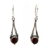 Carnelian Sterling Drop Dangle Earrings 6.4 G