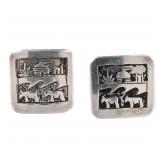 Tom Billy Sterling Navajo Storyteller Earrings