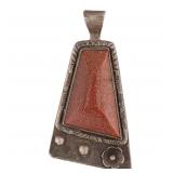 Signed M Navajo Goldstone Sterling Pendant