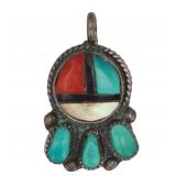 Ernest A. Zunie Sterling Zuni Sunface Pendant