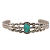 Fred Harvey Era Navajo Turquoise Sterling Cuff