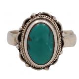 Silver/Turquoise Adjustable Ring, 7g