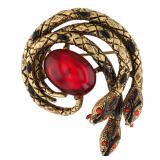 ART Snake Brooch  Ruby Red Eyes