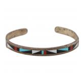 Lalio Zuni Sterling Multistone Inlay Cuff Bracelet