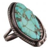 Sterling Navajo Leaf Ring Sz 4