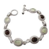 Judith Ripka Sterling Multi Stone Link Bracelet