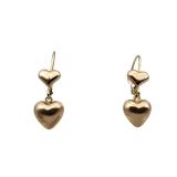 14k Gold Hollow Form Heart Dangle Earrings