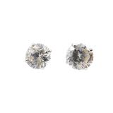 14k White Gold CZ Stud Earrings