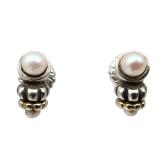 Lagos Caviar 18k Gold Sterling Pearl Earrings