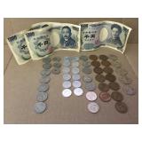 Lot of Japan Banknotes and Coins