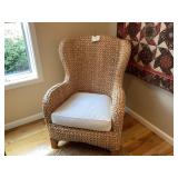 Beautiful Woven Arm Chair with White Cushion