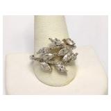 Sterling Silver CZ Wrapping Leaf Vine Ring 12