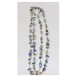 Blue & White Mother-of-Pearl 62" Necklace