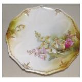 RS Prussia Octagonal Canterbury Bells Gilded Plate