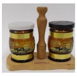 Arizona Amber Glass Souvenir Shakers with Caddy