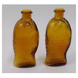 Amber Glass Fish Bottles