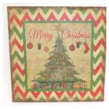 Old-Fashioned Christmas Tree Painting on Burlap