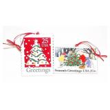 2 US Post Office Postage Stamp Ornaments